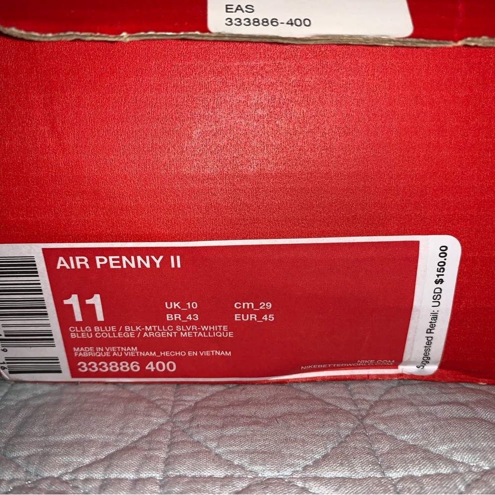 Nike Air Penny 2. Purchased in 2016 and only worn 3 times. Original laces